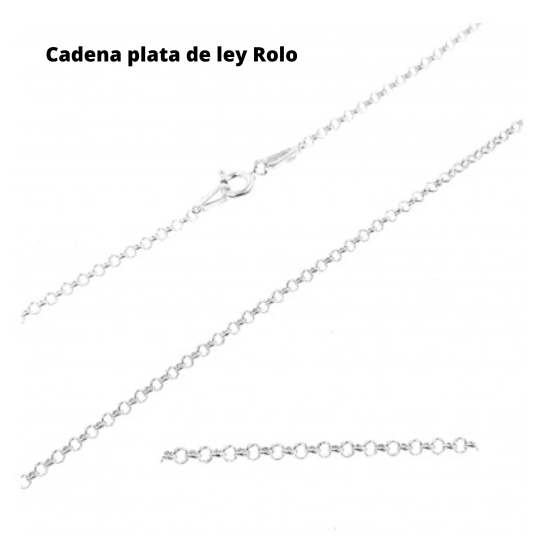 Cadena de plata de ley Rolo