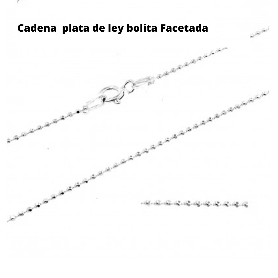 Cadena plata de ley bolita Facetada