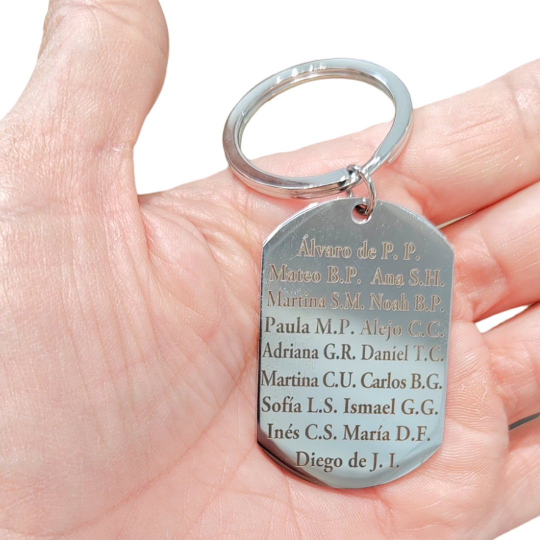 Llavero acero inoxidable con grabado.