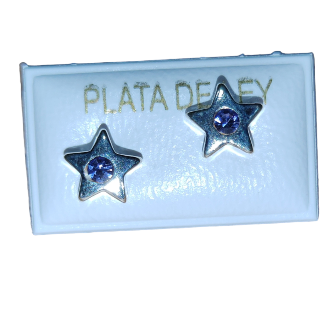 Pendiente estrella "M" Circonita