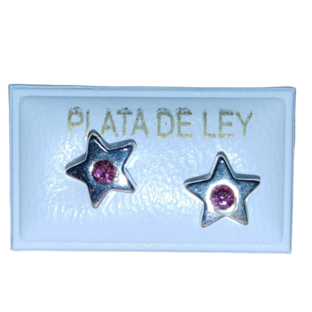 Pendiente estrella "M" Circonita