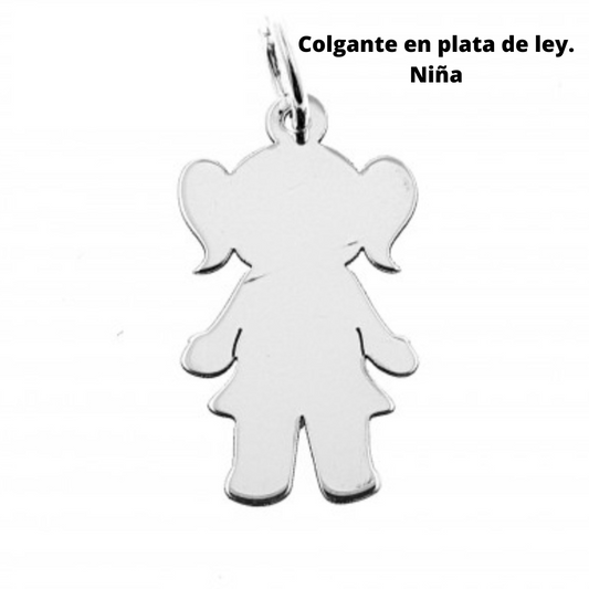 Colgante en plata de ley figura niña/niño