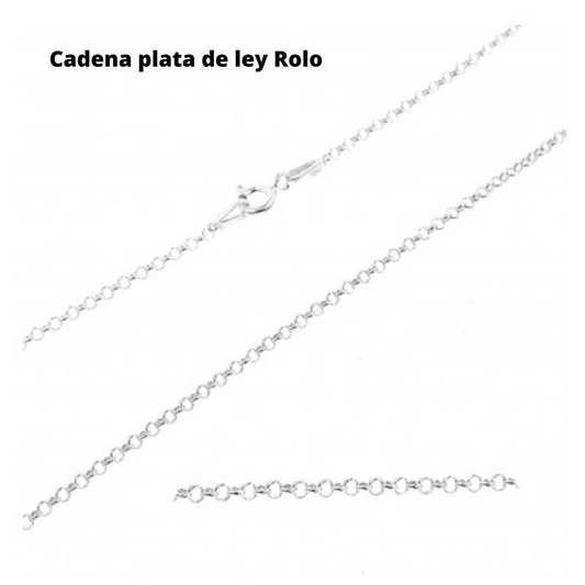 Cadena de plata de ley Rolo