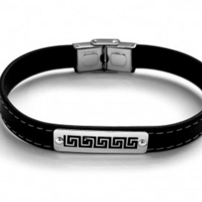 Pulsera Diseño- Plata/Cuero