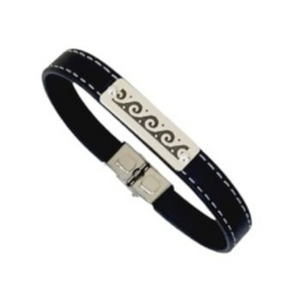 Pulsera Diseño- Plata/Cuero