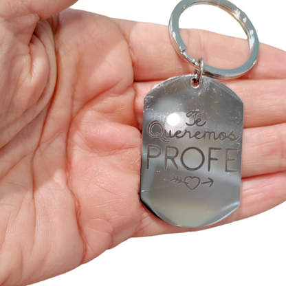 Llavero acero inoxidable con grabado.